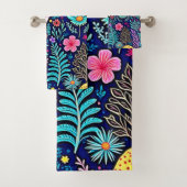 Neon Psychedelic Mushroom Forest Dream Badhandtuch Set (Insitu)