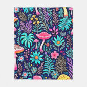 Neon Psychedelic Mushroom Forest Dream Fleecedecke (Vorderseite)