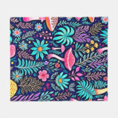 Neon Psychedelic Mushroom Forest Dream Fleecedecke (Vorderseite (Horizontal))