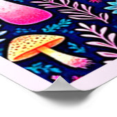 Neon Psychedelic Mushroom Forest Dream Poster (Ecke)