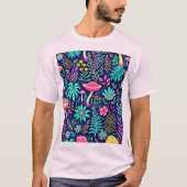 Neon Psychedelic Mushroom Forest Dream T-Shirt (Vorderseite)