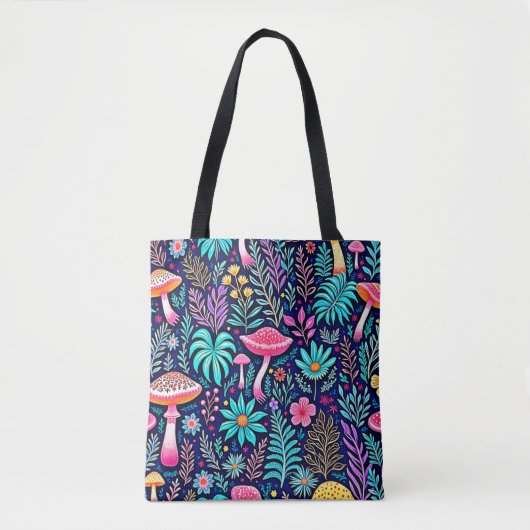 Neon Psychedelic Mushroom Forest Dream Tasche (Vorderseite)