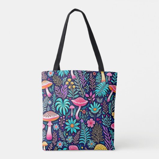 Neon Psychedelic Mushroom Forest Dream Tasche (Rückseite)