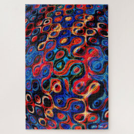 Neon Psychedelic Ripples Jigsaw Puzzle