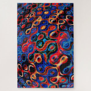 Neon Psychedelic Ripples Jigsaw Puzzle