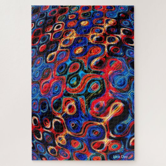 Neon Psychedelic Ripples Jigsaw Puzzle (Vertikal)