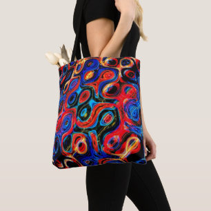 Neon Psychedelic Ripples Tote Bag Tasche
