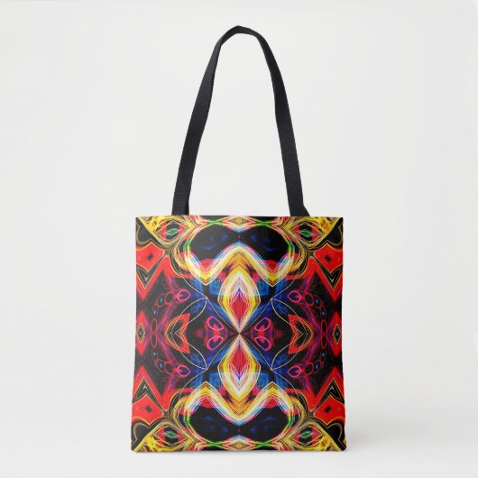 Neon Psychedelic Tote Bag Tasche (Vorderseite)