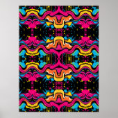 Neon-Psychedelic-Wave-Nahtloses Muster Poster (Vorne)