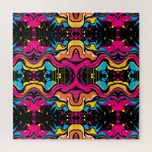 Neon-Psychedelic-Wave-Nahtloses Muster Puzzle (Vertikal)