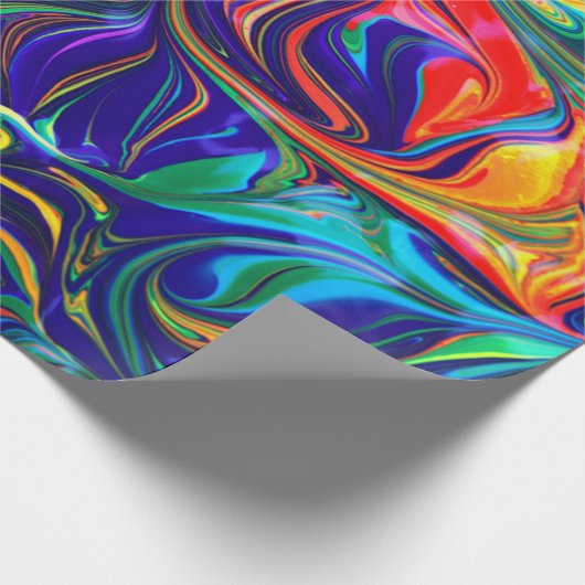 Neon Psychedelic Wirbel Rainbow Colors Geschenkpapier (Ecke)