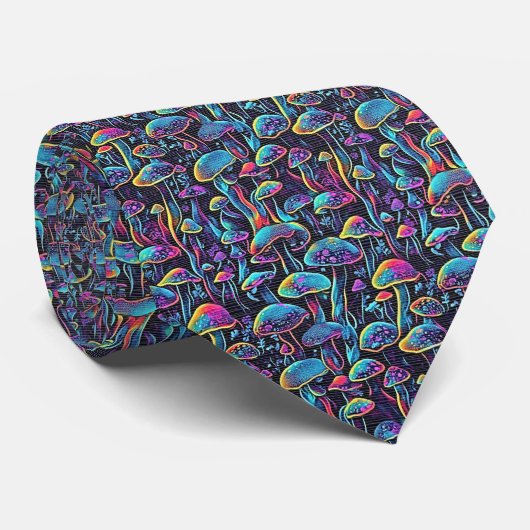 Neon-Psychedelisch - Pilz-Statement Krawatte (Gerollt)