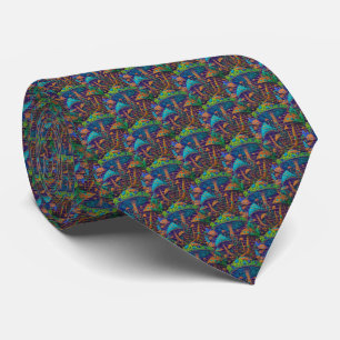 Neon-Psychedelisch - Pilzmuster Krawatte