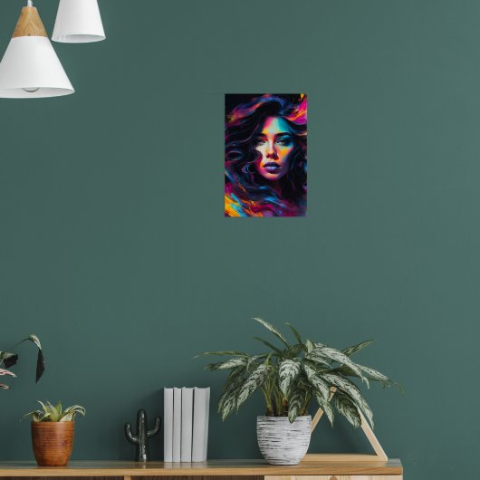 Neon-Psychedelische Frauenporträt Poster (Wohnzimmer 1)