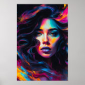 Neon-Psychedelische Frauenporträt Poster (Vorne)