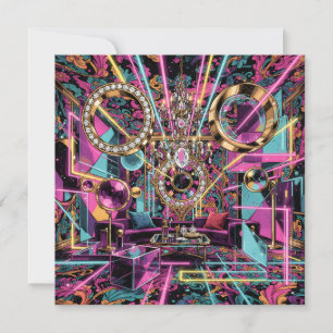 Neon-psychedelische Luxus-Lounge-Kunst Feiertagskarte