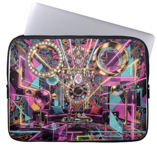 Neon-Psychedelische Luxus-Lounge-Kunst Laptopschutzhülle (Vorderseite)