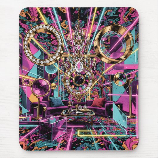 Neon-psychedelische Luxus-Lounge-Kunst Mousepad (Vorne)