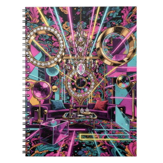 Neon-Psychedelische Luxus-Lounge-Kunst Notizblock (Vorderseite)