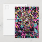Neon-Psychedelische Luxus-Lounge-Kunst Postkarte (Vorne/Hinten)