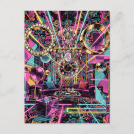 Neon-Psychedelische Luxus-Lounge-Kunst Postkarte