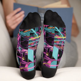 Neon-psychedelische Luxus-Lounge-Kunst Socken