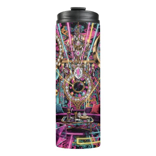 Neon-Psychedelische-Luxus-Lounge-Kunst Thermosbecher (Vorderseite)