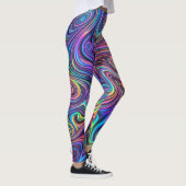 Neon-Psychedelischer-Wirbel-Abstraktes-Muster Leggings (Rechts)