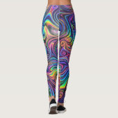 Neon-Psychedelischer-Wirbel-Abstraktes-Muster Leggings (Rückseite)