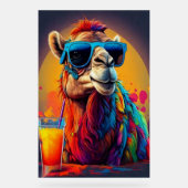 Neon psychedelisches Kamel mit Sonnenbrille Pop Ar Acrylschild (Vorderseite)
