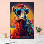 Neon psychedelisches Kamel mit Sonnenbrille Pop Ar Acrylschild (Hochzeit)