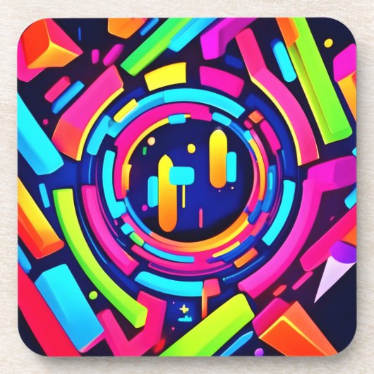 Neon Pulse: Eine digitale Symphonie Getränkeuntersetzer (Vorderseite)