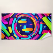 Neon Pulse: Eine digitale Symphonie Strandtuch (Vorderseite)