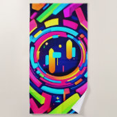 Neon Pulse: Eine digitale Symphonie Strandtuch (Vorderseite)