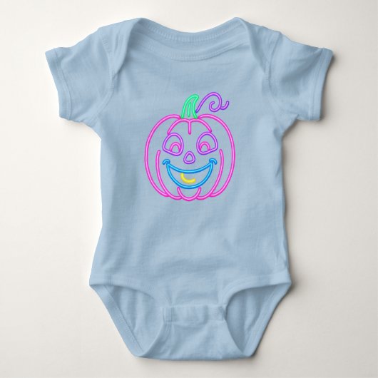 Neon Pumpkin – Bright and Fun Halloween Design Baby Strampler (Vorderseite)