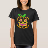 Neon Pumpkin – Fun Halloween Light Design T-Shirt (Vorderseite)