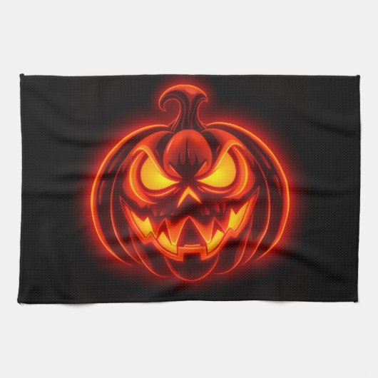 Neon Pumpkin Monster Halloween Kitchen Towel Geschirrtuch (Horizontal)