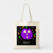 Neon Pumpkin Orange Green Candy Tote Bag Tragetasche (Rückseite)