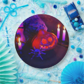 Neon pumpkins pappteller (Party)