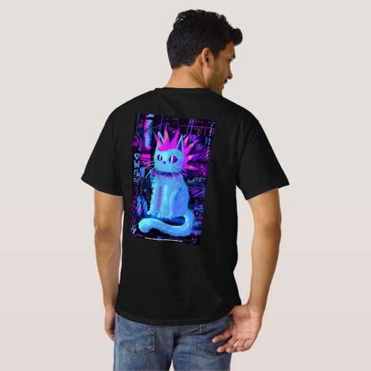 Neon Punk Cat T-Shirt (Schwarz voll)