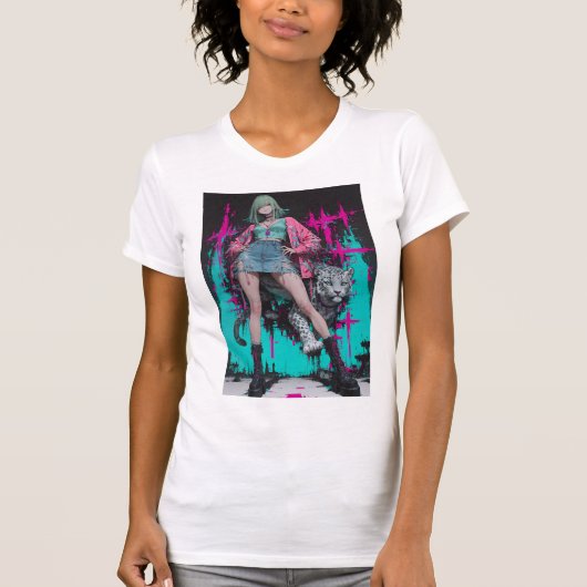 Neon-Punk-Mädchen T-Shirt (Vorderseite)