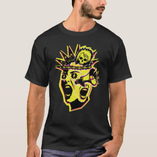 Neon-Punk-Totenkopf-Shirt Rebellisches Streetwear- T-Shirt