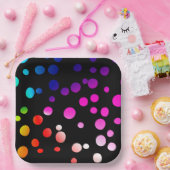 Neon Punkte auf schwarz Pappteller (Party)