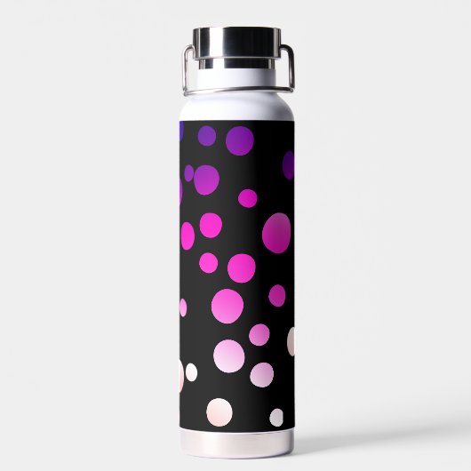 Neon Punkte auf schwarz Trinkflasche (Rückseite)