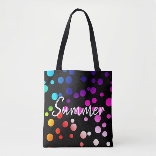 Neon Punkte mit Sommertext Tasche (Vorderseite)