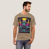 Neon Pup DJ Synthwave-Geschenk T-Shirt (Vorne ganz)