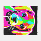 Neon Puppy Pop Art Fleecedecke (Vorderseite (Horizontal))