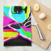 Neon Puppy Pop Art Geschirrtuch (Viertel Falte)