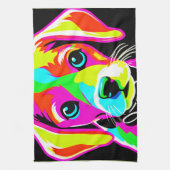 Neon Puppy Pop Art Geschirrtuch (Vertikal)