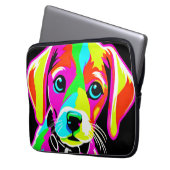 Neon Puppy Pop Art Laptopschutzhülle (Vorderseite Links)